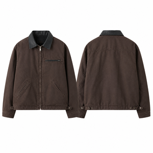 Blouson Bomber en Toile Lavée Personnalisé avec Logo OEM pour Homme – Hiver, Coupe-Vent Écologique, Respirant, Style Urbain - Product Image 1