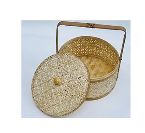 Panier-cadeau en bambou écologique, fait main, en matériaux naturels, pour l'emballage alimentaire, les cadeaux d'entreprise, la décoration de la maison, personnalisable - Product Image 6