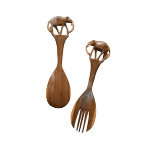 Premium Handcrafted Olive Wood Salad Server Set Wooden <b>Serving</b> Utensils Naturally Grain-Rich Fork And <b>Spoon</b> For Salads & Pasta - Product Image 6