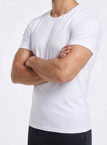 T-shirt de yoga à manches courtes pour homme, col rond, compression, entraînement, fitness, coupe ajustée, vêtement de sport pour homme - Product Image 3