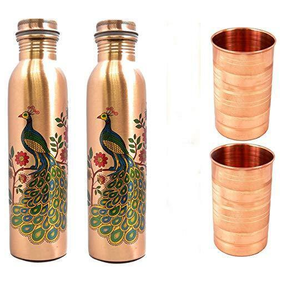 <b>Copper</b> <b>Water</b> <b>Bottle</b> Enamel Print Lid Included Modern Design Customizable Capacity <b>Copper</b> <b>Water</b> <b>Bottle</b> - Product Image 2