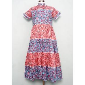 Robe longue d'été pour femme 100 % coton à imprimé floral, écologique, élégante pour les fêtes, décontractée pour le quotidien, avec ceinture boutonnée décorative - Product Image 1