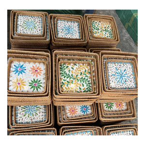 Floral Pattern Brushed Finish Serving <b>Tray</b> with Handle Dishwasher Safe for Residential & Restaurant Use - Product Image 5