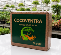 Bloc de tourbe organique 5 kg, faible EC, triple lavage, haute expansion 16-17 L/kg, forte rétention d'eau, support de culture durable Cocoventra
