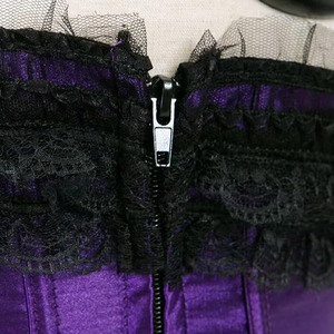 Corsé gótico de satén morado para mujer con detalles de encaje y lazo, estilo bustier moldeador. - Product Image 6