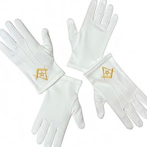 Gants maçonniques blancs avec compas carré brodé, gants de cérémonie maçonniques brodés 2026 - Product Image 3