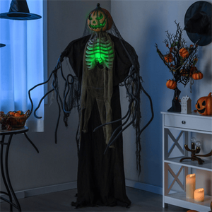 Fantasma Animatronico di Halloween da 1,8 m con Design a Zucca Luminoso, Suoni e Movimenti Spaventosi Attivabili al Tocco per Uso Interno/Esterno - Product Image 2