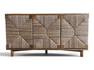 Tv <b>Sideboard</b> <b>Storage</b> Cabinet 3 Doors Woven Rattan Natural Solid Teak Wood Credenza for Living Room Dining Room Wholesale Custom - Product Image 1