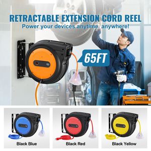 Avvolgicavo retrattile per impieghi gravosi da 15A, 65FT, con presa tripla illuminata e cavo CEE maschio da 1,5m - Product Image 2