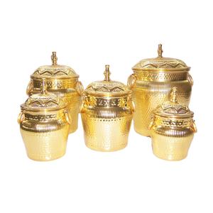 Juego de Recipientes de Acero Inoxidable Dorado de Lujo, Recipientes de Almacenamiento de Alimentos Decorativos con Tapa - Product Image 1