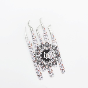 Meilleur prix pince à épiler d'extension de cils en acier inoxydable à pointe argentée revêtement de papier pince à épiler durable marque privée - Product Image 2