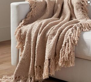 Manta Tejida de Estilo Liso al por Mayor, 82% Poliéster 12% Acrílico, Teñida con Hilo, Bouclé Grueso con Puntos Decorativos - Product Image 6