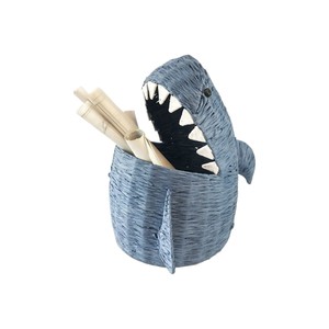 Cesta de Almacenamiento de Mimbre Hecha a Mano con Forma de Tiburón y Tapa para Organizar Juguetes de Niños y Decoración de Cuarto Infantil - Product Image 3