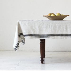 Natural Striped Linen <b>Tablecloth</b> - Washed Soft Linen Table Cloth - Natural Dining <b>Tablecloth</b> - Round, <b>Square</b>, Rectangular Table - Product Image 1