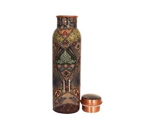 Bouteille d'eau très demandée, 100% cuivre pur, avec décorations imprimées noires, bouteille d'eau en cuivre pur pour le yoga - Product Image 2