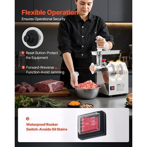 Tritacarne per carichi pesanti da 600W con capacità di 5 libbre/min tritacarne industriale n. 8 produttori di salsicce da ristorante da cucina - Product Image 4