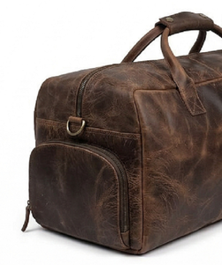 Sac de voyage de luxe en cuir véritable pour homme, grand sac de sport pour le week-end, bagage vintage de haute qualité, marron - Product Image 2