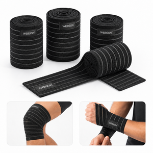 Webson <b>Knee</b> Support Bandage Adjustable Hook Loop Breathable Professional Protection Non-Slip for Weight Lifting Strength - Product Image 1