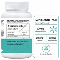 Capsules de supplément NAD+ végétalien haute pureté 1000 mg avec Resvératrol pour améliorer l'énergie cellulaire chez l'adulte
