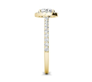 แหวนหมั้นเพชรทรงกลมทองคำ 14K สีเหลืองทอง ประดับเพชรรอบวง 1 กะรัต ทรงกลมเจียระไนแบบบริลเลียนท์ วงแหวนประดับเพชรแบบพาเว่ แหวนเจ้าสาว แหวนสัญญา - Product Image 4