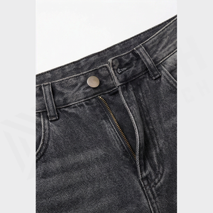 Jean en denim délavé foncé à taille haute et jambe large pour homme, coupe ample, en coton, style décontracté, pantalon d'automne - Product Image 4