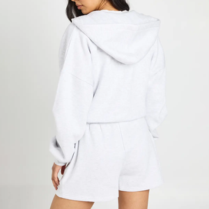 Ensemble de survêtement 2 pièces pour femme, kaki, à capuche, manches longues, avec logo personnalisé, pour l'hiver, idéal pour la gym et le fitness - Product Image 6