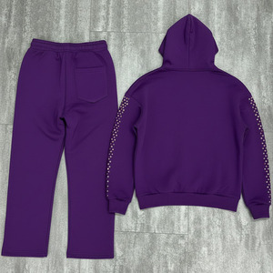 Ensemble de survêtements vintage délavés à l'acide pour hommes, avec logo personnalisé, impression DTG, strass et pierres précieuses, style streetwear - Product Image 2