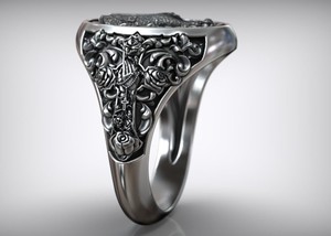 Bague Masque Aztèque de Luxe en Argent Sterling 925, Visage de Guerrier Tribal Ancien, Large Bande, Bijou Tendance pour Hommes et Femmes - Product Image 2