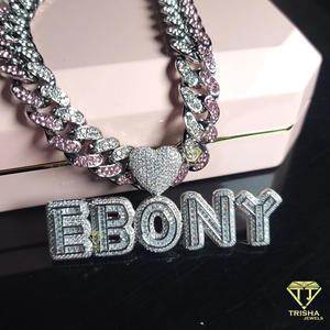 Luxury " EBONY " Letter Pendant <b>Chain</b> Moissanite Diamond Custom <b>Name</b> Necklace Hip Hop Bling Jewelry Gift - Product Image 6