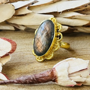 Unique Latest Labradorite Brass <b>Ring</b> 18k <b>Gold</b> Plated <b>Cocktail</b> Floral <b>Ring</b> Statement Gemstone Vintage <b>Ring</b> Women Wholesale <b>Ring</b> - Product Image 6