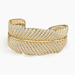 Brazalete con Diseño de Plumas para Mujer, Moissanita, Plata 925, Cristal, Diamantes de Imitación, Joyería Clásica de Moda para Fiesta - Product Image 1