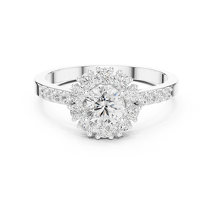 Anillo de Compromiso Premium Estilo Halo Art Deco con Diamante Moissanita, Piedra Central con Detalles Pavé, Elaborado en Acero Inoxidable Sólido - Product Image 1