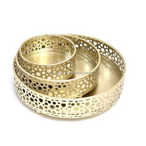 Alta calidad personalizado árabe Ramadán lujo oro placas de Metal bandejas conjunto Rectangular Hotel boda fiesta fechas bandeja de servicio - Product Image 2