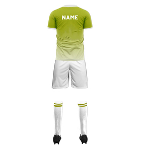 Custom Men Soccer Uniform Green White Sublimated Jersey Shorts <b>Socks</b> Set <b>Moisture</b> Wicking All Seasons Adult Regular Fit - Product Image 2