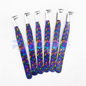 Pince à cils RMI en gros, la plus vendue, en acier inoxydable massif, avec grip diamanté, finition miroir, revêtement papier argenté pour cils - Product Image 4