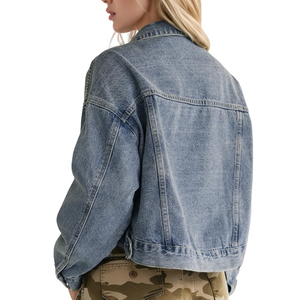 Breathable Eco-Friendly Fashion Wholesale Unisex Winter <b>Denim</b> <b>Jackets</b> 100% Cotton Stand Collar Front Logo High Quality - Product Image 5
