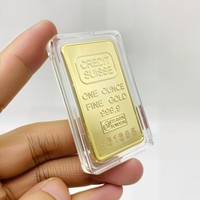 Barre en alliage de zinc personnalisée, plaquée or 1 oz, thème Credit Suisse, avec gravure 999,9, artisanat exquis