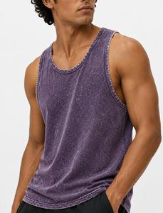 <b>Men's</b> O-Neck Sleeveless <b>Tank</b> <b>Top</b> Solid Color Washed <b>Knitted</b> Casual Fit Acid Wash <b>Men</b> <b>Tank</b> <b>Top</b> Solid Design 100% Cotton - Product Image 4