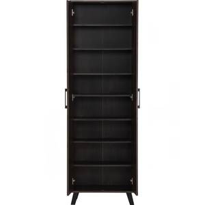 Minimalist Compact Wooden Cabinet Double Door <b>Tall</b> Level <b>Storage</b> for Apartment Rental Property and Hallway Walkway Stand - Product Image 4
