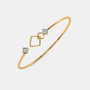 Brazalete de Oro con Diamantes Cuadrados Geométricos Entrelazados - Product Image 1