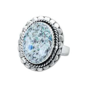 ขายส่งแหวนเงินแท้ 925 ประดับพลอยแจสเปอร์ K2 สีน้ำเงินธรรมชาติ สำหรับงานแต่งงาน ผู้จัดจำหน่ายขายส่ง - Product Image 2