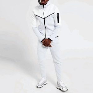 Chándal con Capucha Blanco M, Diseño Geométrico, Estilo Urbano 2 en 1, Manga Larga, Ropa de Otoño, Transpirable, 100% Algodón, Ligero - Product Image 2