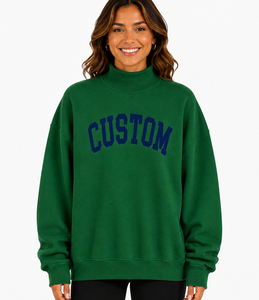Sweat-shirt oversize à col montant pour femme avec logo personnalisé, 100 % coton, épaules tombantes, pull décontracté et doux, style streetwear - Product Image 2