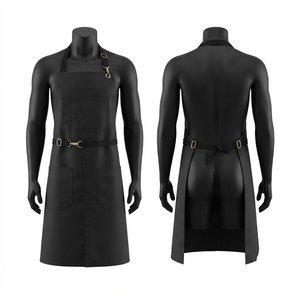 Tablier de Barbier en Cuir Noir Premium 280 GSM, Protection UV, Sangle de Cou Ajustable, Écologique, Logo Brodé Personnalisé pour Salons - Product Image 1