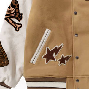 Windbreaker Custom Chenille Embroidery Patch <b>Letter</b> Front High Street Style <b>Men</b> Stand Collar Winter Coated Hooded Varsity <b>Jacket</b> - Product Image 3