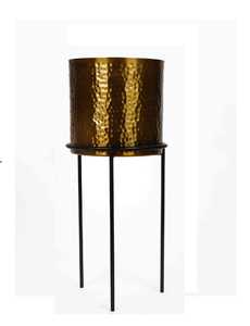 Ensemble de 2 supports de plantes en métal doré brossé de luxe, supports de pots de fleurs modernes ronds en forme de U, base croisée, supports de plantes d'intérieur - Product Image 4