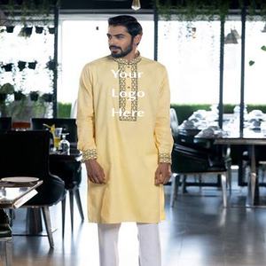 2024 hombres de alta calidad Panjabi Kurta transpirable 100% algodón Casual vestido bordado de talla grande de la fábrica de Bangladesh - Product Image 1
