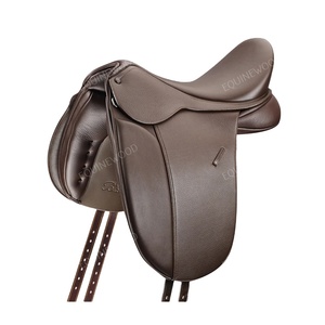 Selle en cuir de cheval de dressage de qualité supérieure Siège profond Rouleaux de genou rembourrés Arbre en fibre de verre Balade confortable pour l'entraînement et la compétition - Product Image 1