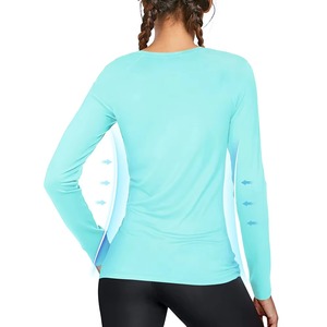 Haut de sport compressif pour femme avec logo personnalisé, extensible dans les 4 sens, en poly-spandex, T-shirt de gym anti-humidité, vêtements de sport en gros - Product Image 5
