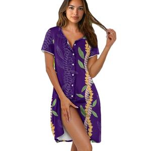 Último Diseño Personalizado MaileLei Culture, Camisón de Moda para Mujer, Manga Corta, Cuello Redondo, Botones, Impresión Bajo Demanda - Product Image 1